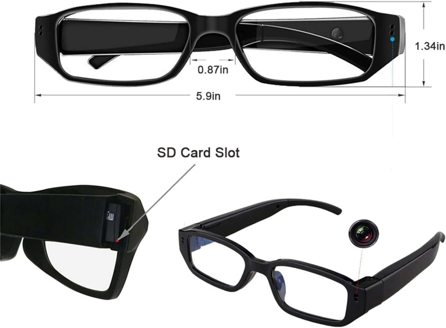 Smart Camera Glasses with Camera HD 1080P Sports Wearable Glasses for Outdoor Sports