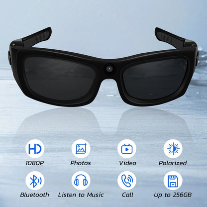 Camera Sunglasses Video Glasses Camera Bluetooth Glasses Camera UV Protection Polarized Lens Sport Action Glasses for Travel, Outdoor, Cycling, Driving