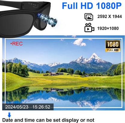 Camera Sunglasses Video Glasses Camera Bluetooth Glasses Camera UV Protection Polarized Lens Sport Action Glasses for Travel, Outdoor, Cycling, Driving